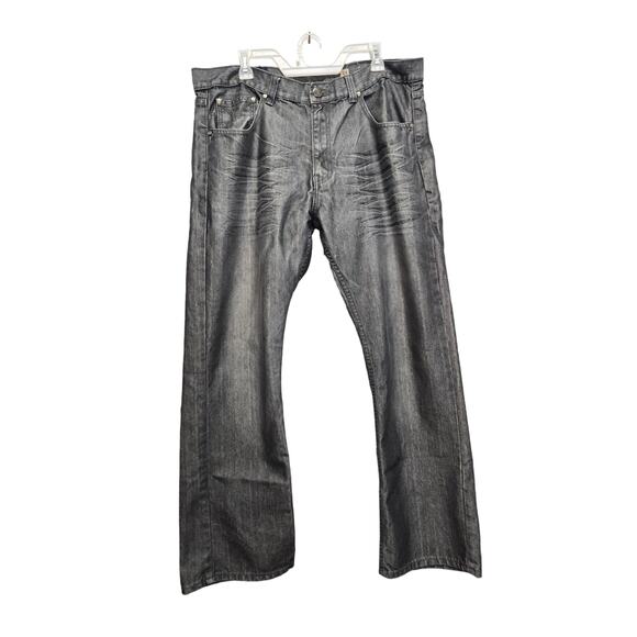 Old Skool Mens 38 Silver PolyCotton Factory Whiskered Multi Pocket Denim Jeans - Picture 1 of 4